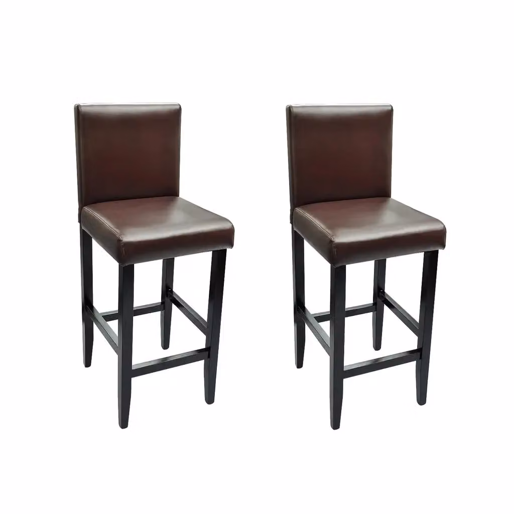 Set di 2 sgabelli da bar vidaXL in similpelle marrone scuro e nero con struttura in legno e metallo – 2