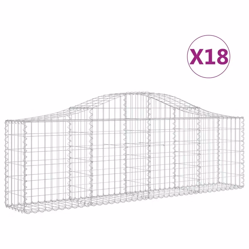 Set di 18 Cesti Gabbioni ad Arco vidaXL in Acciaio Zincato Argento L: 200 cm, P: 30 cm, H: 60/80 cm – 2