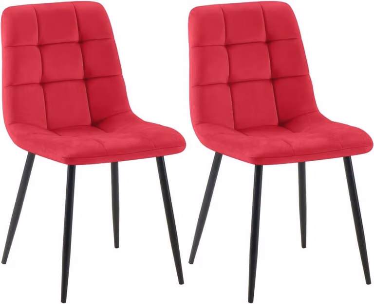set di 2 sedie da pranzo - Sedie da cucina - Design a bassa manutenzione | Colore: Rosso | Materiale: Morbido