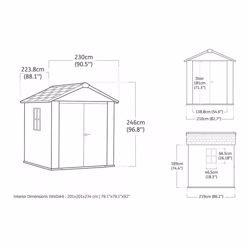 Casetta da giardino in resina Keter Apex 757/775 Signature Walnut effetto legno marrone con pavimento e doppia porta L/P/H: 223,8 x 230 x 246 cm – 2