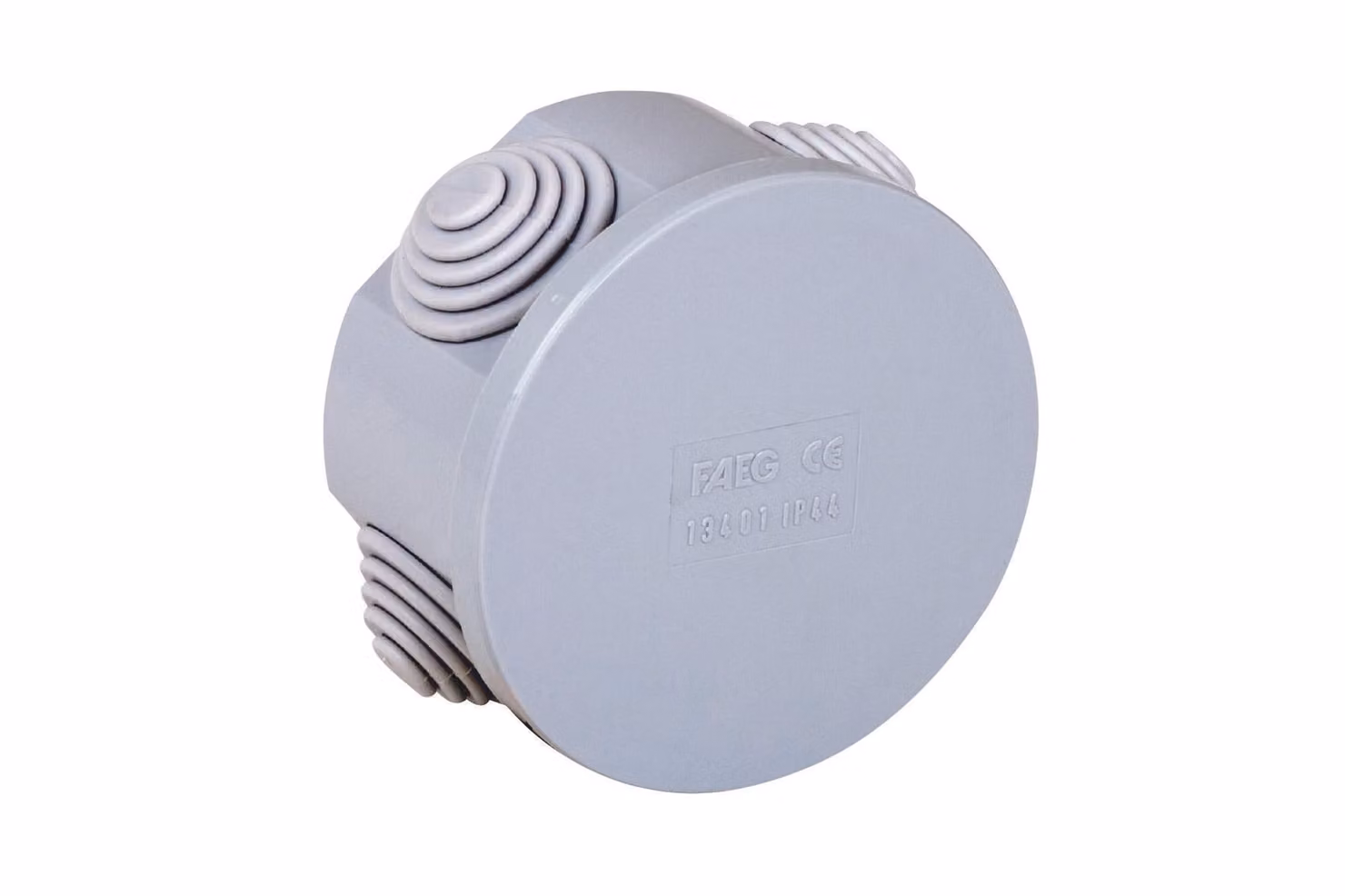 Scatola stagna di derivazione con coperchio a pressione tonda Ø80x40mm con 4 passacavi IP44 FAEG - FG13402