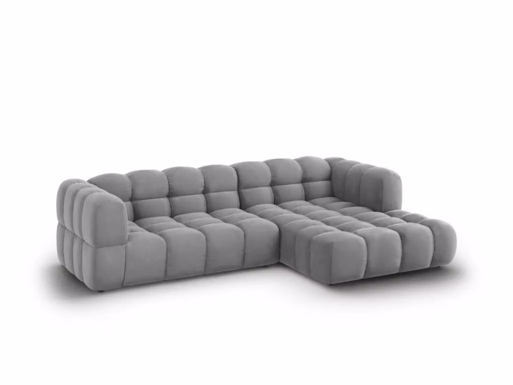 Divano angolare modulare destro Sky di Cosmopolitan Design in velluto grigio, 4 posti, L 272 x P 132 x H 75 cm – 2