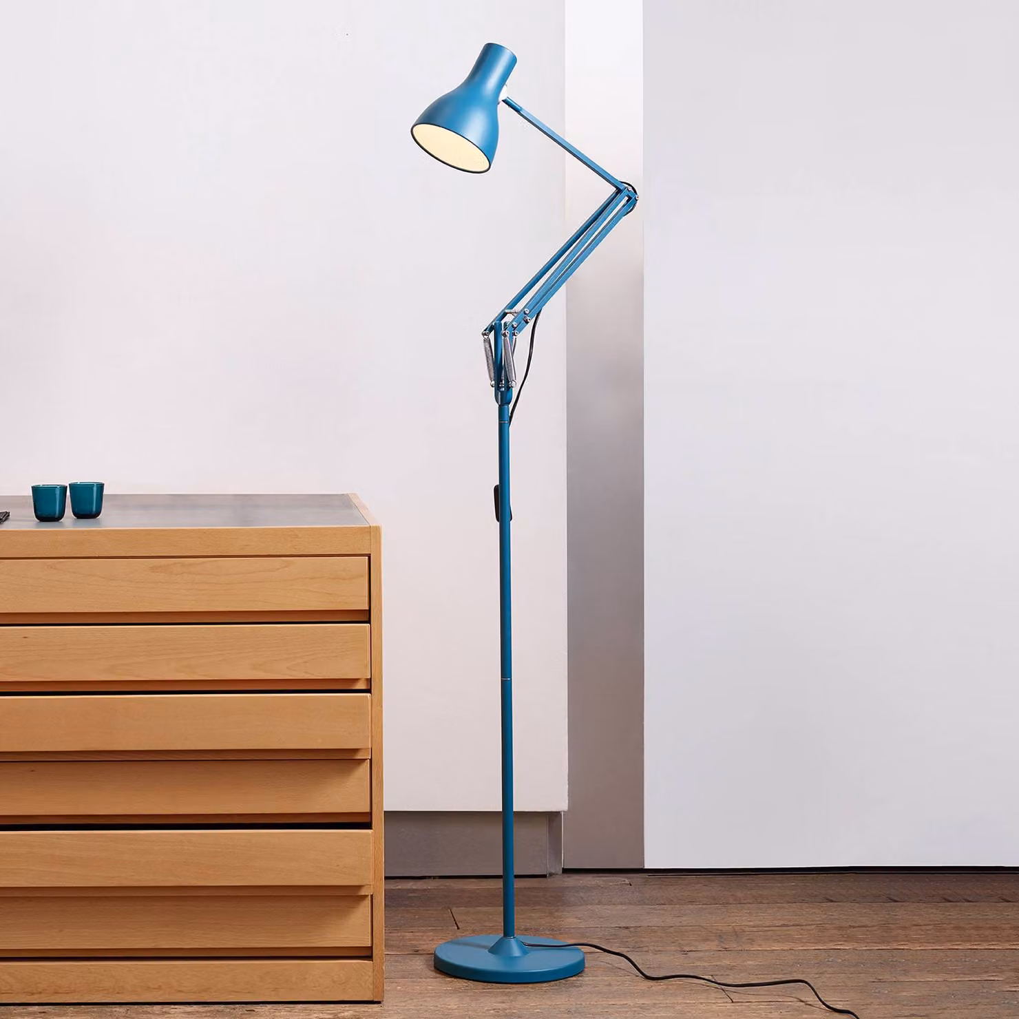 Anglepoise Lampada da terra a LED Type 75, Blu, Studio / Ufficio, Alluminio, Industriale, Lampada LED da terra