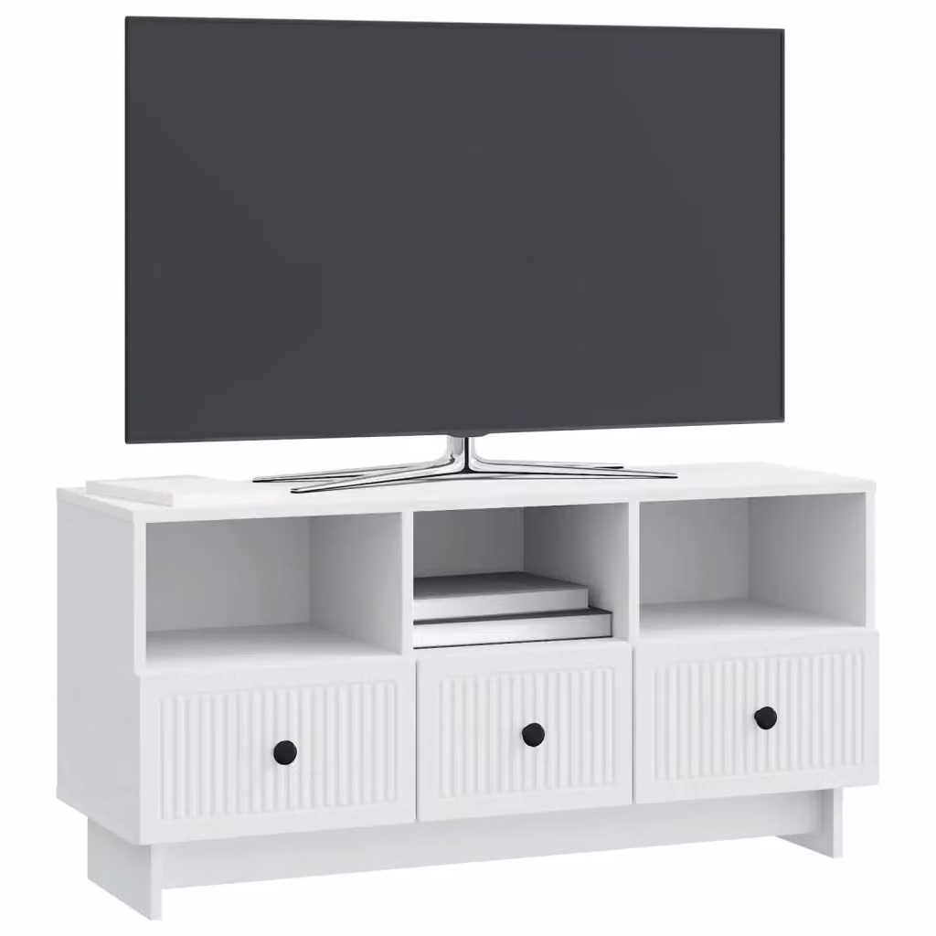 Mobile TV-Credenza Moderno Design In Bianco in Legno MDF L: 102 cm, P: 34,5 cm, H: 50 cm – 2