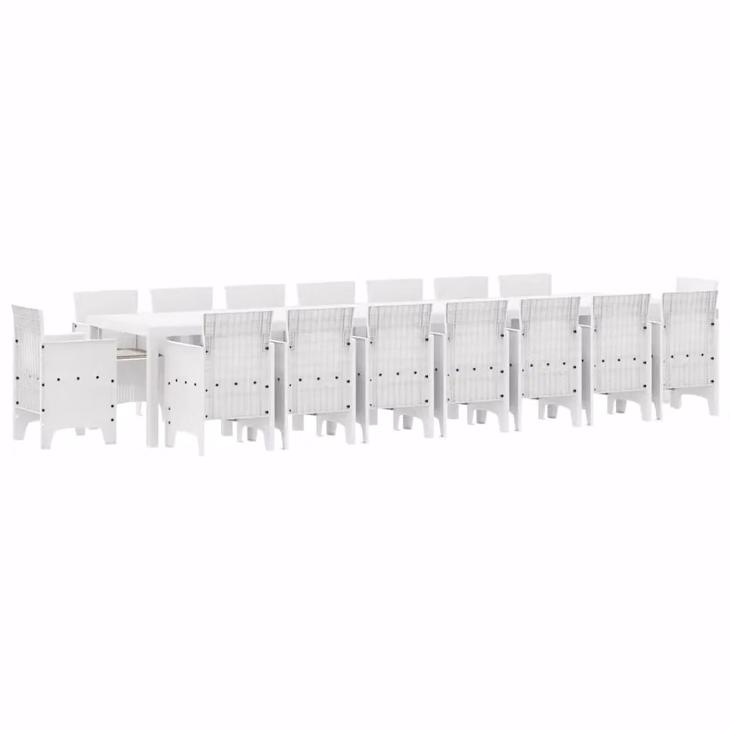 Set da pranzo da giardino moderno vidaXL in rattan bianco con 17 pezzi – 2