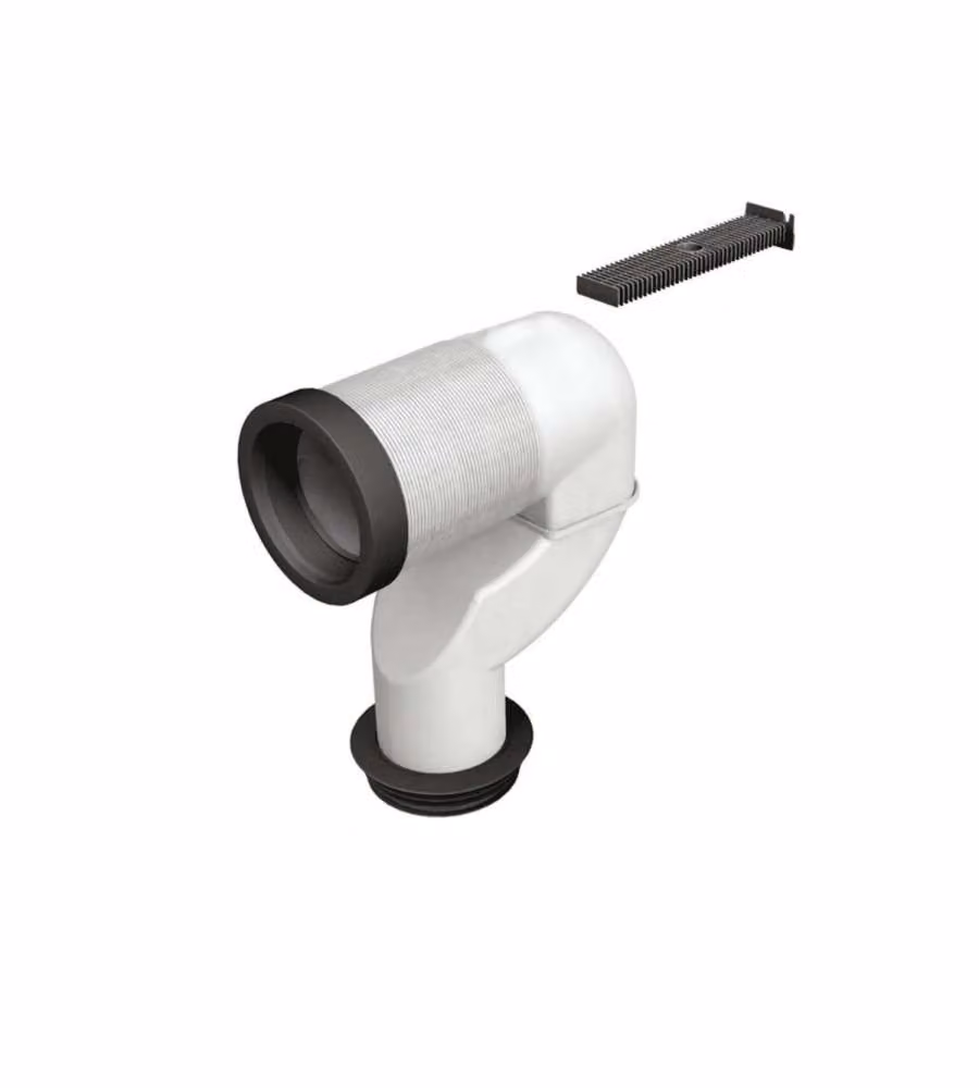 IDROBRIC Curva a P per Collegamento Vasi al Pavimento Nero 90-110 mm