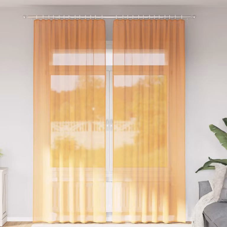 Set di 2 tende in voile semi-trasparente vidaXL arancioni con tasche per asta in poliestere L: 140 cm, H: 260 cm