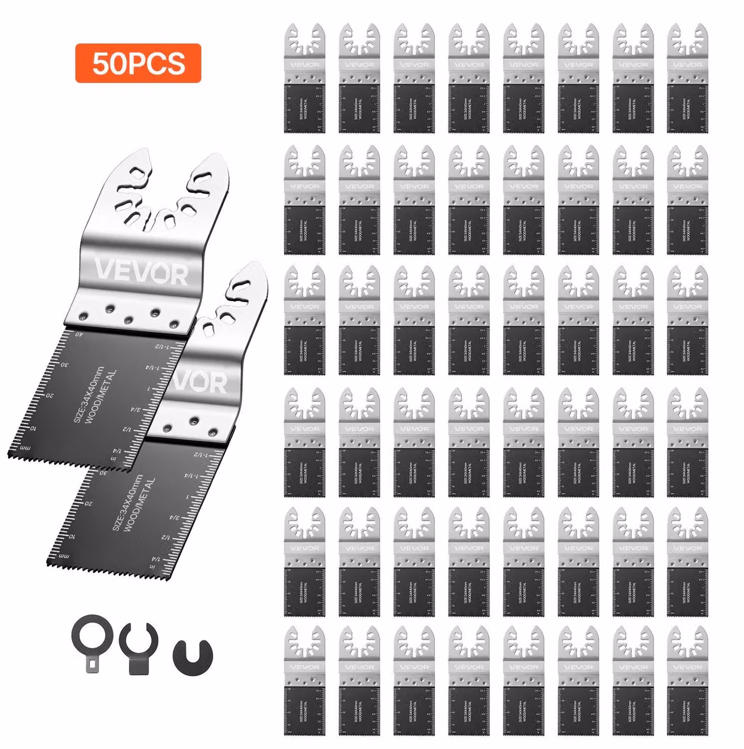 50 lame oscillanti bi-metalliche, lame universali a sgancio rapido per utensili multifunzione oscillanti, lame per utensili multifunzione adatte per chiodi, metalli morbidi e legno, compatibili con Dewalt, Milwaukee, Bosch e Ryobi