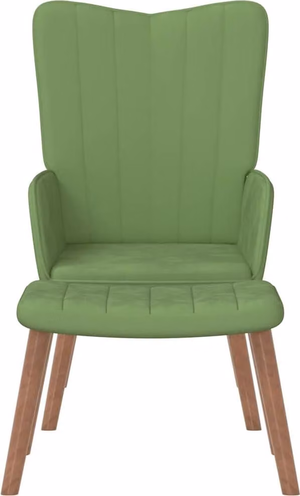 vidaXL Poltrona relax con sgabello in velluto verde chiaro