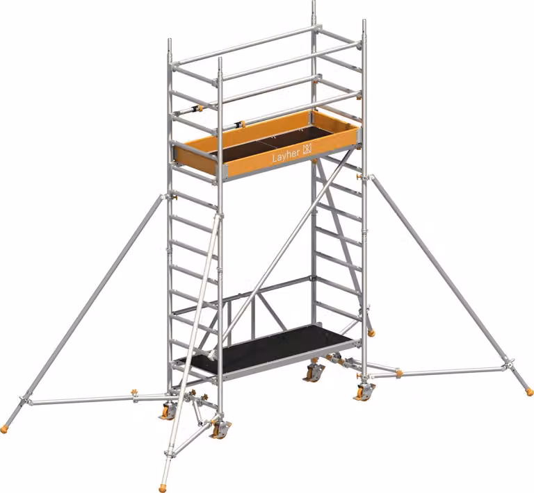 Ponteggio mobile Layher Zifa P2 con parapetto Uni Telegeländer e montanti estensibili 4,61 m AH
