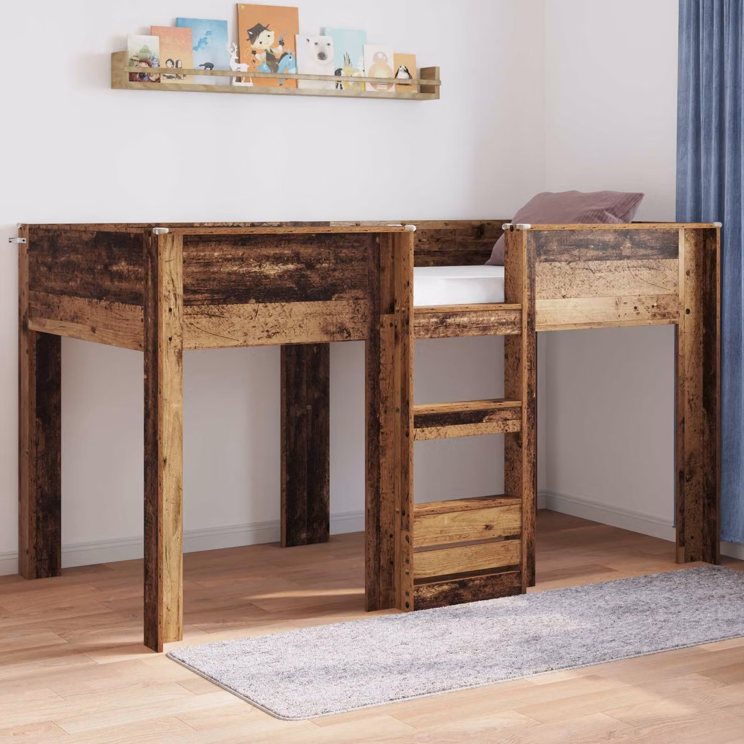 Letto a castello per bambini vidaXL in legno marrone, L 100 x P 200 x H 203 cm