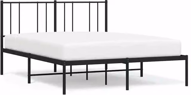 Letto matrimoniale per adulti con giroletto e testiera in metallo nero opaco L/P/H: 146 x 207 x 90 cm