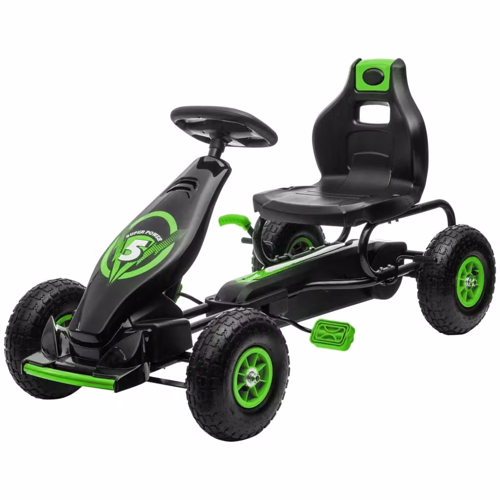 Go-kart a pedali XYLO per bambini con sedile regolabile, verde e nero, L: 121 cm, P: 58 cm, H: 61 cm – 2