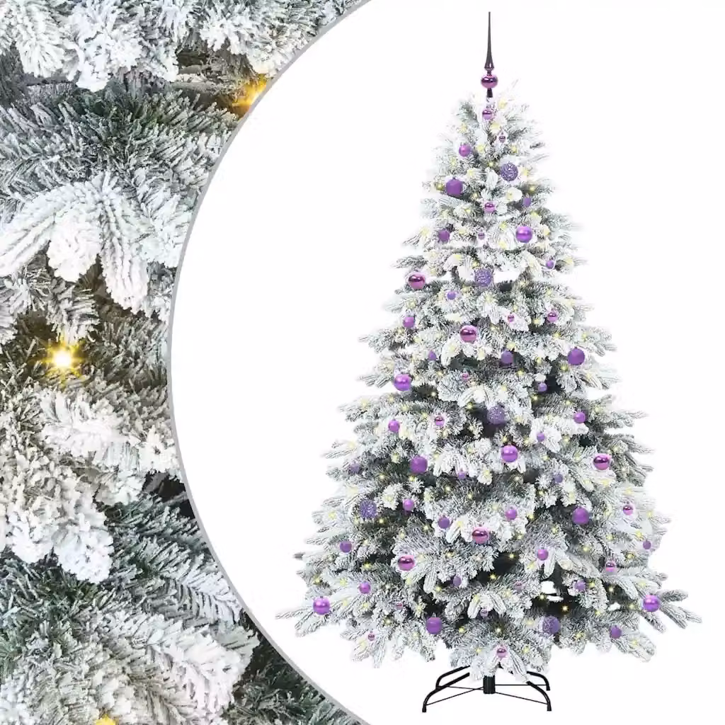 Albero di Natale artificiale moderno vidaXL bianco con 300 LED luce bianca calda in PE e PVC, Altezza: 210 cm – 2