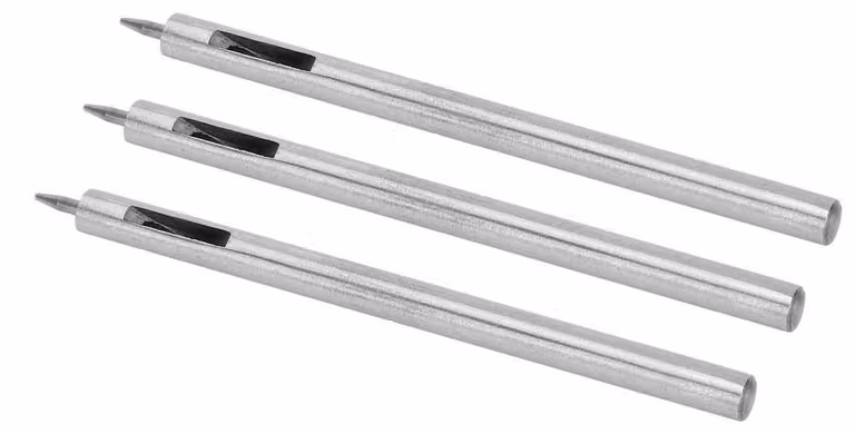 Set di 3 punteruoli Locheisen, 1,5 mm, in acciaio legato, per cuoio, tessuto, cinture, scarpe