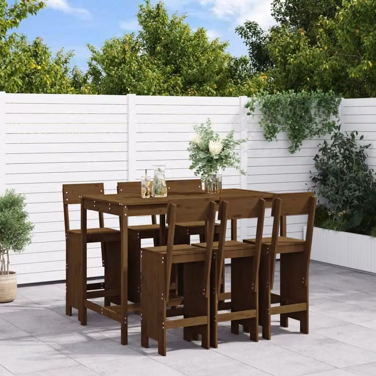Maison Exclusive - Set Bar da Giardino 7 pz ambra in Legno Massello di Pino