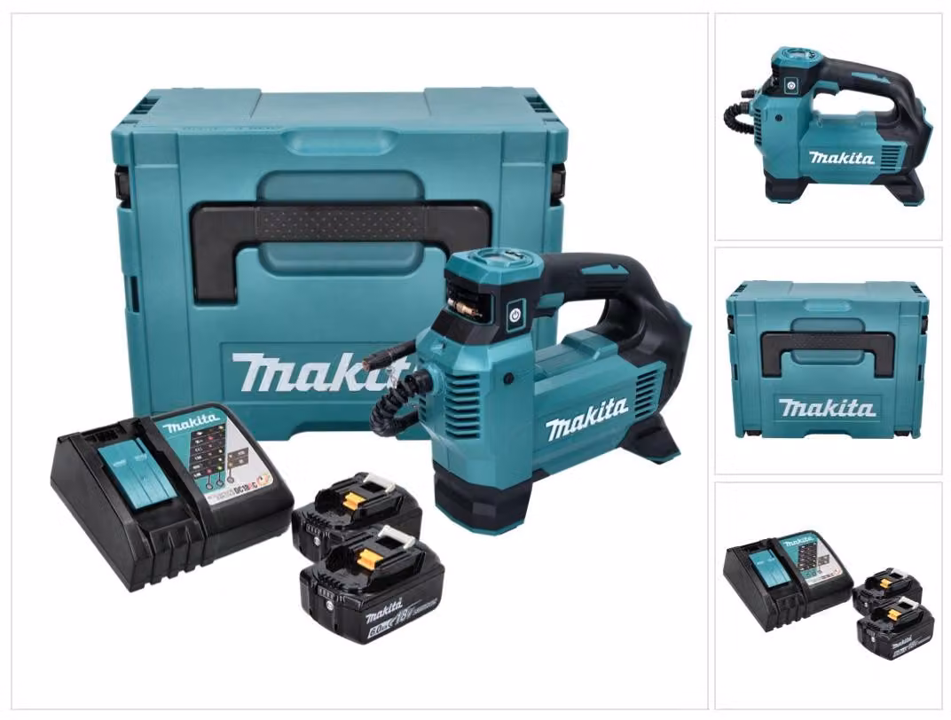 Compressore a batteria Makita DMP 181 RGJ 18 V 11,1 bar + 2x batteria ricaricabile 6,0 Ah + caricabatterie + Makpac