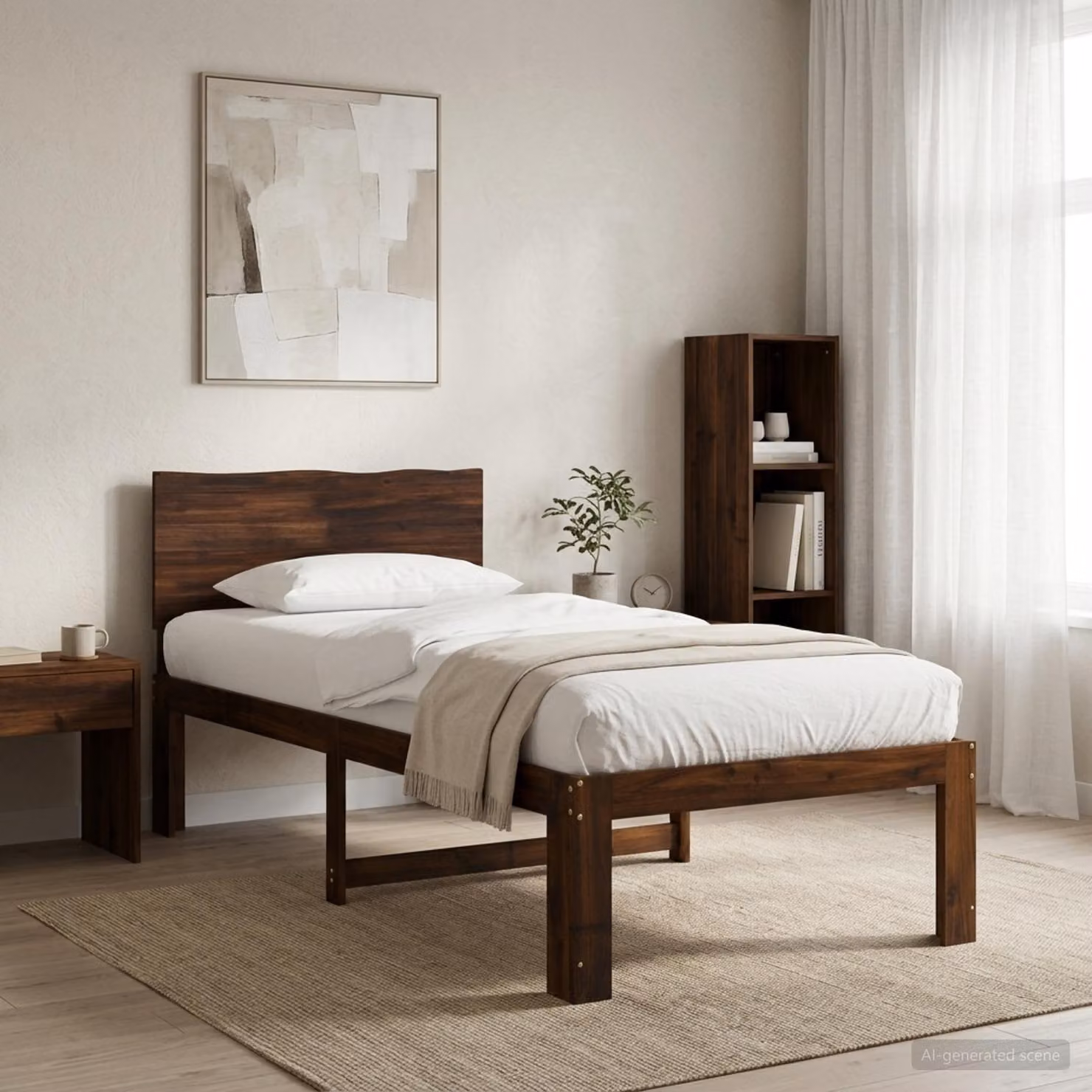 Letto Singolo con Testiera vidaXL ROSTOCK in Legno di Acacia Marrone Scuro L/P/H: 205.5 x 100 x 140 cm