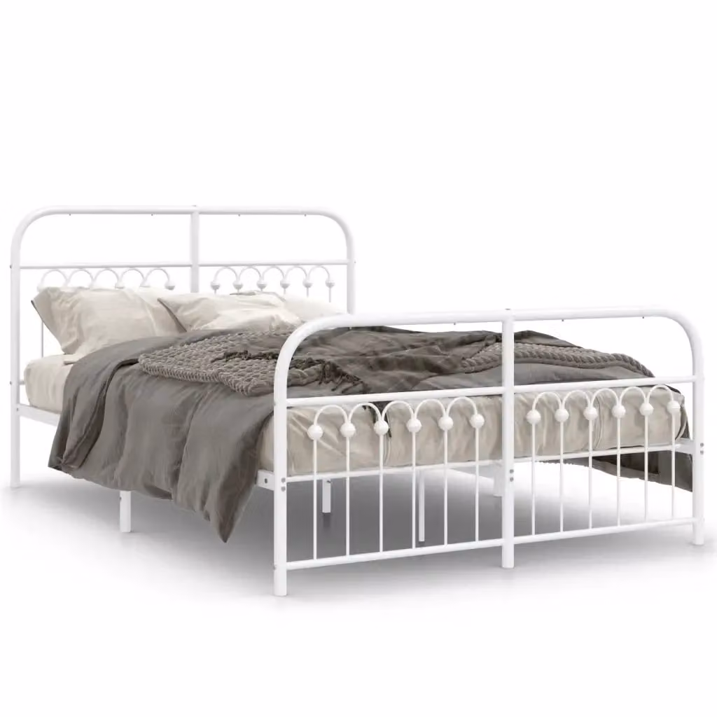 Giroletto con testiera e pediera in metallo bianco vidaXL L/P: 140 x 200 cm – 2