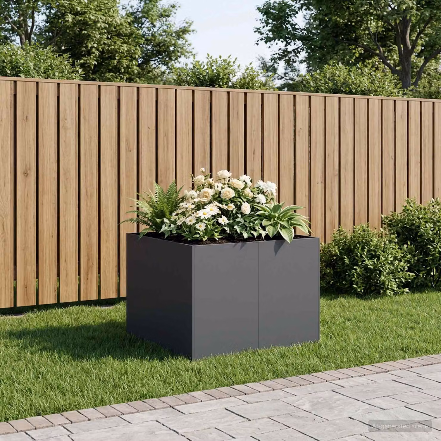 vidaXL Vaso da giardino in metallo Antracite L: 80 cm, P: 80 cm, H: 60 cm