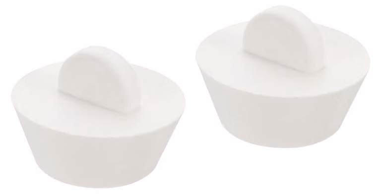 Tappi di scarico, 2 pezzi, in gomma bianca, da 27-35 mm, per vasche da bagno, lavabi e lavelli da cucina