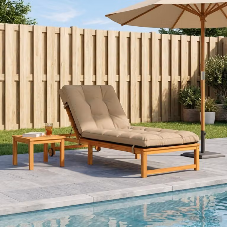 Cuscino per lettino vidaXL VIANEN in poliestere color sabbia e grigio con rivestimento rimovibile e resistente ai raggi UV