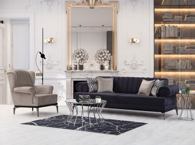 Exklusive Wohnzimmer Set Besteht aus Sofagarnitur 3+1 Sitzer 2tlg