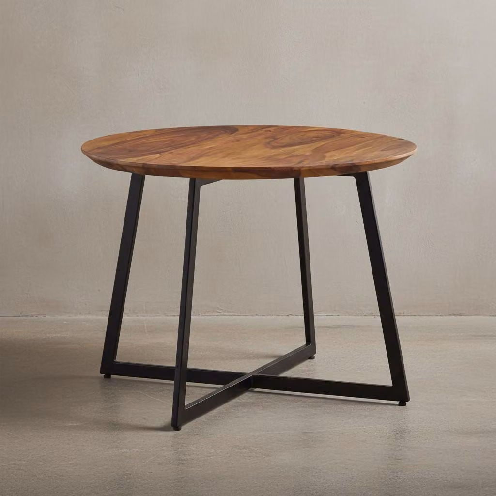 Tavolino Haim in legno massello di sheesham, rotondo, design moderno. 60x60x45 cm | Kadima Design
