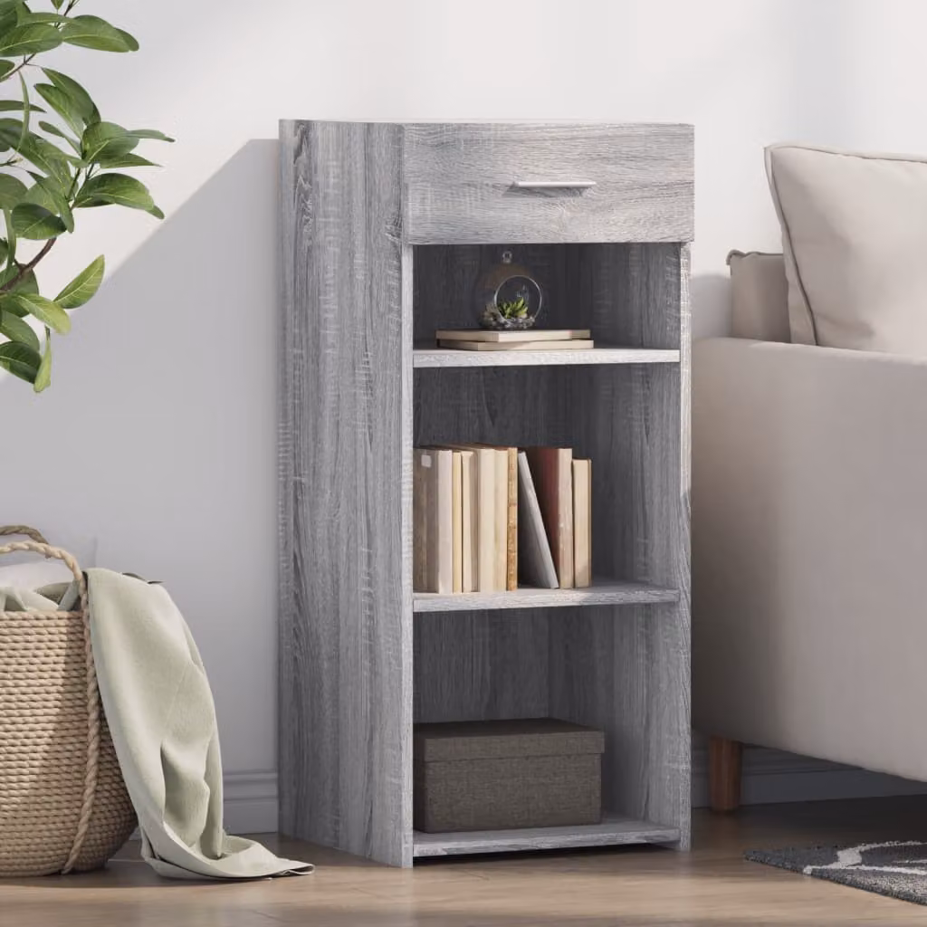 Credenza moderna vidaXL in legno multistrato e MDF, Grigio Sonoma, L 40 cm x P 42,5 cm x H 93 cm, da appendere a parete
