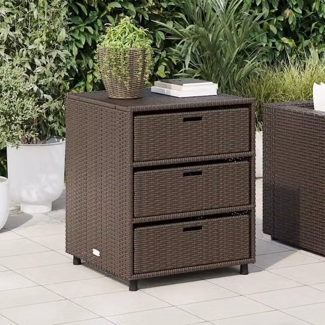 Armadietto da giardino vidaXL in rattan e metallo marrone L: 55 cm, P: 59 cm, H: 69 cm – 1