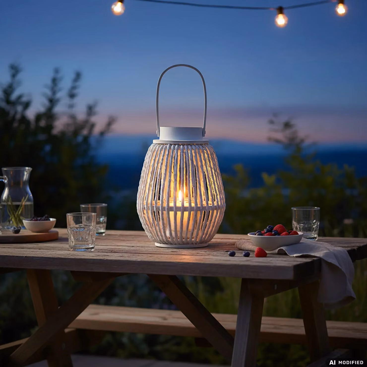 Lanterna Portacandela VESTIAMO CASA in Legno e Vetro Bianca con Manico, Altezza: 27 cm – 2