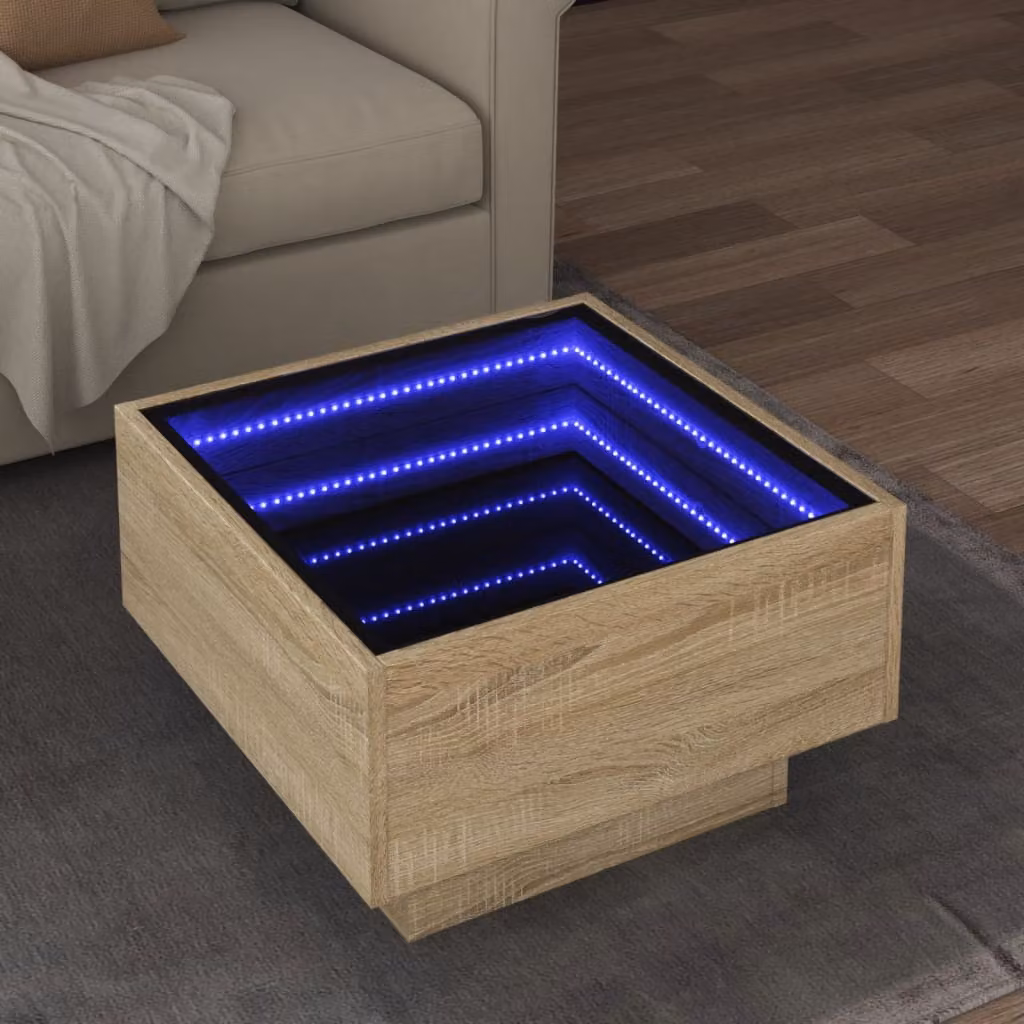 vidaXL Tavolino da salotto moderno in legno color rovere con finitura opaca L/P/H: 50 x 50 x 30 cm