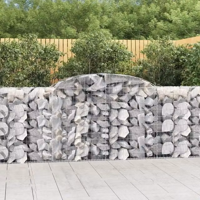 Set di 2 Cesti Gabbioni ad Arco Videx in Acciaio Zincato Argento L: 300 cm, P: 50 cm, H: 100/120 cm