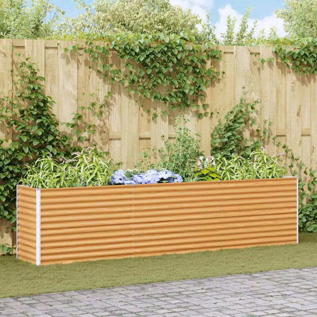 Letto rialzato da giardino vidaXL in acciaio galvanizzato Marrone, L: 290 cm, P: 50 cm, H: 68 cm