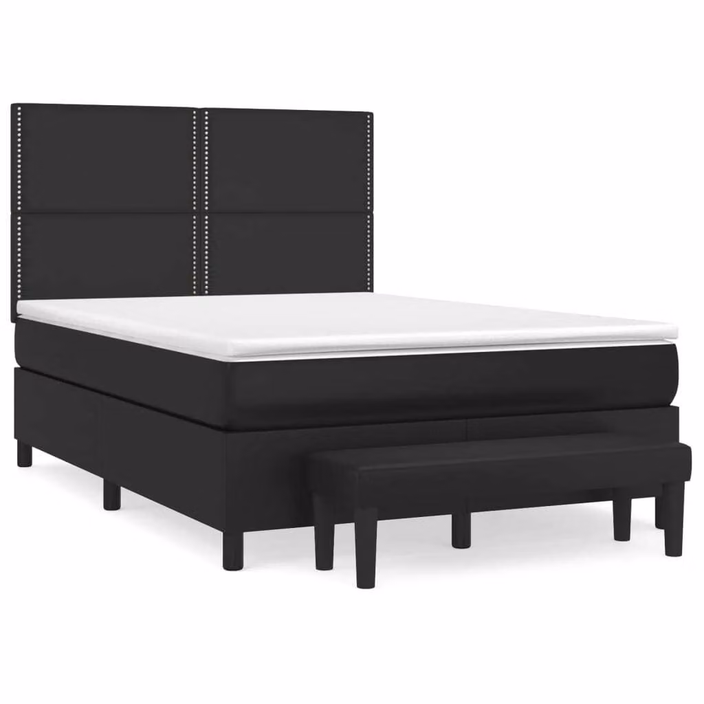 Giroletto a Molle con Materasso Nero 140x200 cm in Pelle finta