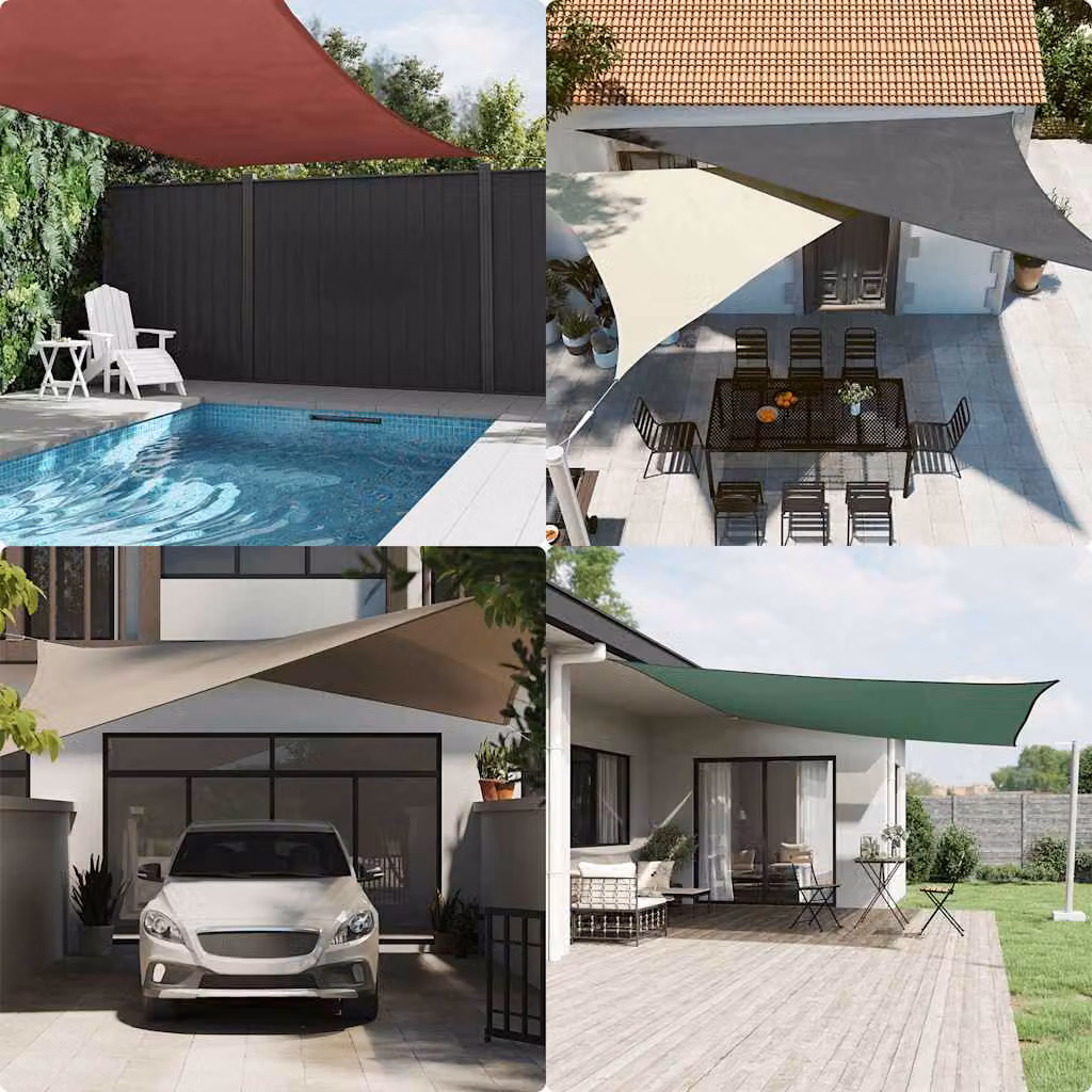 vidaXL Parasole a Vela Oxford Triangolare 5x5x5 m Beige