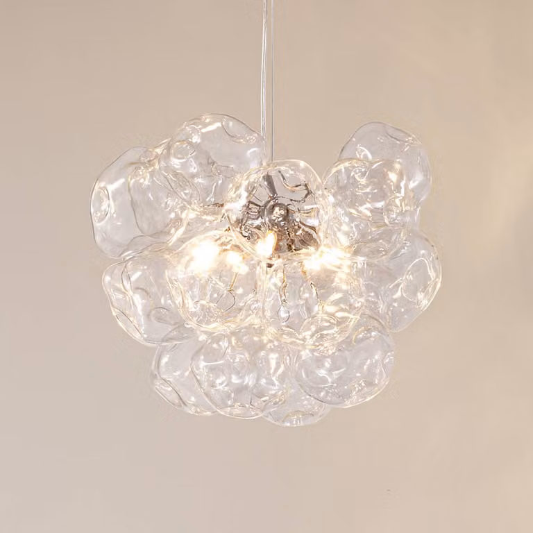 Lampada a sospensione in vetro Diborah Lucande, dimmerabile, Chiaro / Trasparente, Soggiorno / Sala da pranzo, Vetro, Design, Lampada a sospensione