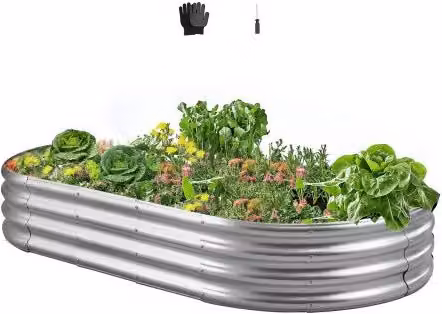 Aiuola Rialzata VEVOR in Acciaio Zincato Argento, L/P/H: 180 x 90 x 29 cm, Ideale per Orto e Giardino Ornamentale