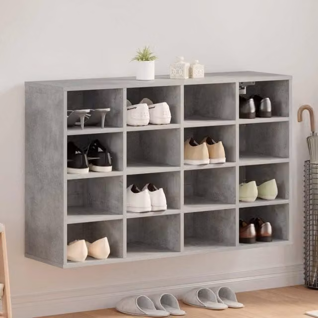 Scarpiera minimalista vidaXL in legno e MDF, colore grigio opaco, L 103 x P 30 x H 67 cm