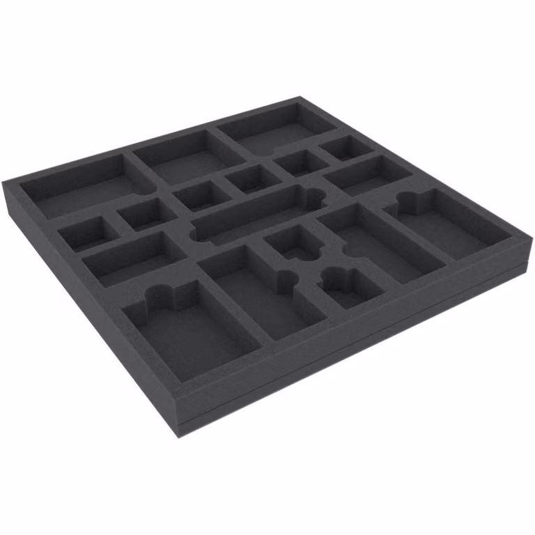 Inserto in schiuma 285x285x30 mm per accessori da giochi da tavolo, 18 scomparti