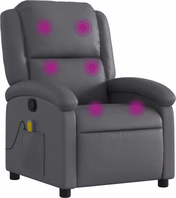 Poltrona Massaggiante | Sedia Relax Reclinabile Grigia in Similpelle
