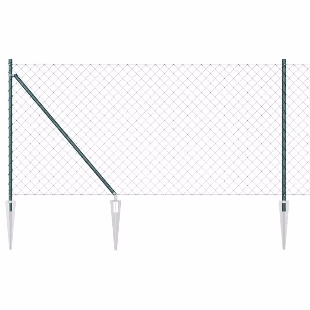 Recinzione a maglie con punte vidaXL in acciaio rivestito in PVC verde, H: 1 m, L: 25 m – 2