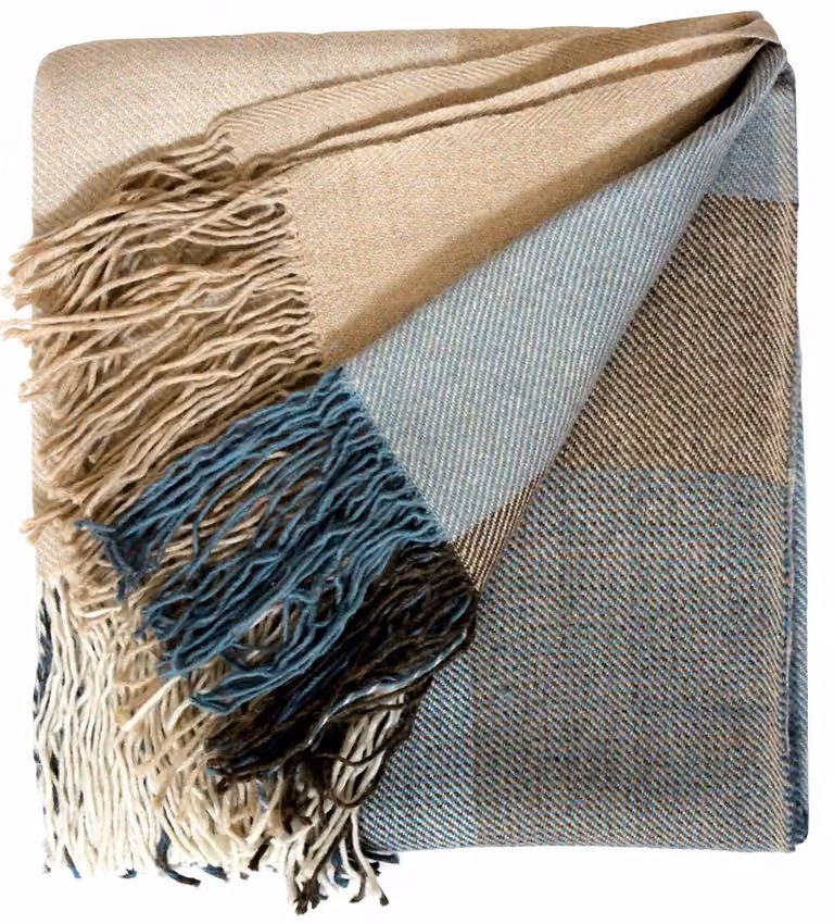 Coperte in alpaca al 100%, realizzate in baby alpaca, tessute a mano, dimensioni 130x180 cm, colore blu-marrone