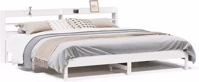 Letto matrimoniale | Letto per adulti | Giroletto senza Materasso Bianco 200x200 cm Legno Massello Pino