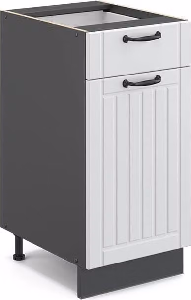 Mobiletto base per cucina Vicco Fame-Line Bianco rustico/Antracite con ante e cassetti L: 40 cm