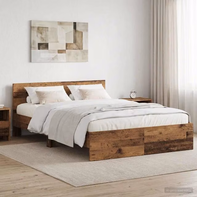 Struttura letto con testata in legno color marrone vidaXL L/P/H: 203 x 120 x 70 cm