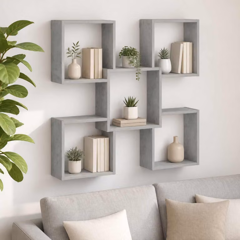 Scaffale da parete moderno vidaXL in legno MDF Grigio, L: 99,5 cm, P: 17 cm, H: 91 cm