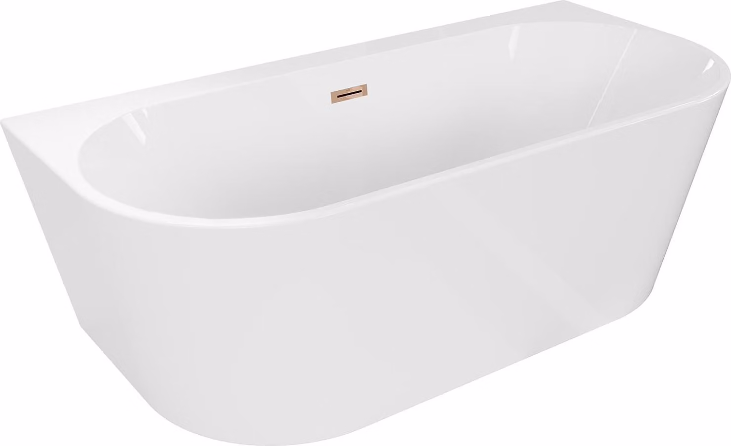 Mexen Oval+ vasca da bagno indipendente a muro 170 x 80 cm, bianca, troppo pieno oro rosa - 52681708000-60