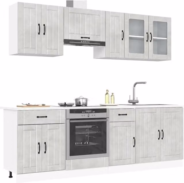 Set Mobili da Cucina 8 pz Lucca Grigio Cemento in Truciolato 3314835