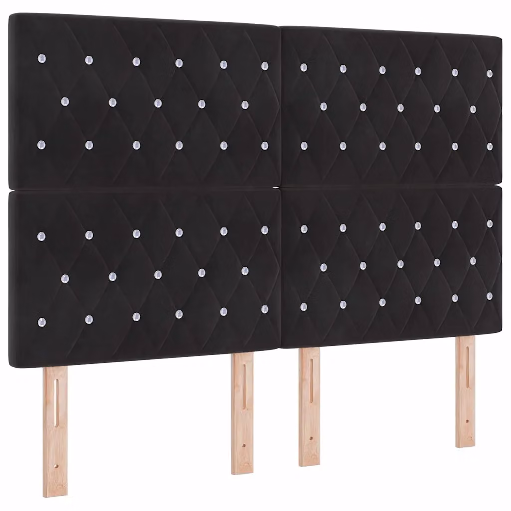 Testiera per letto vidaXL in velluto nero con struttura in legno di pino, larghezza: 160 cm – 2